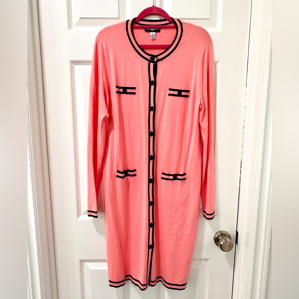 NWOT Karl Lagerfeld Women’s Cardigan Sweater Style Dress PINK - Medium